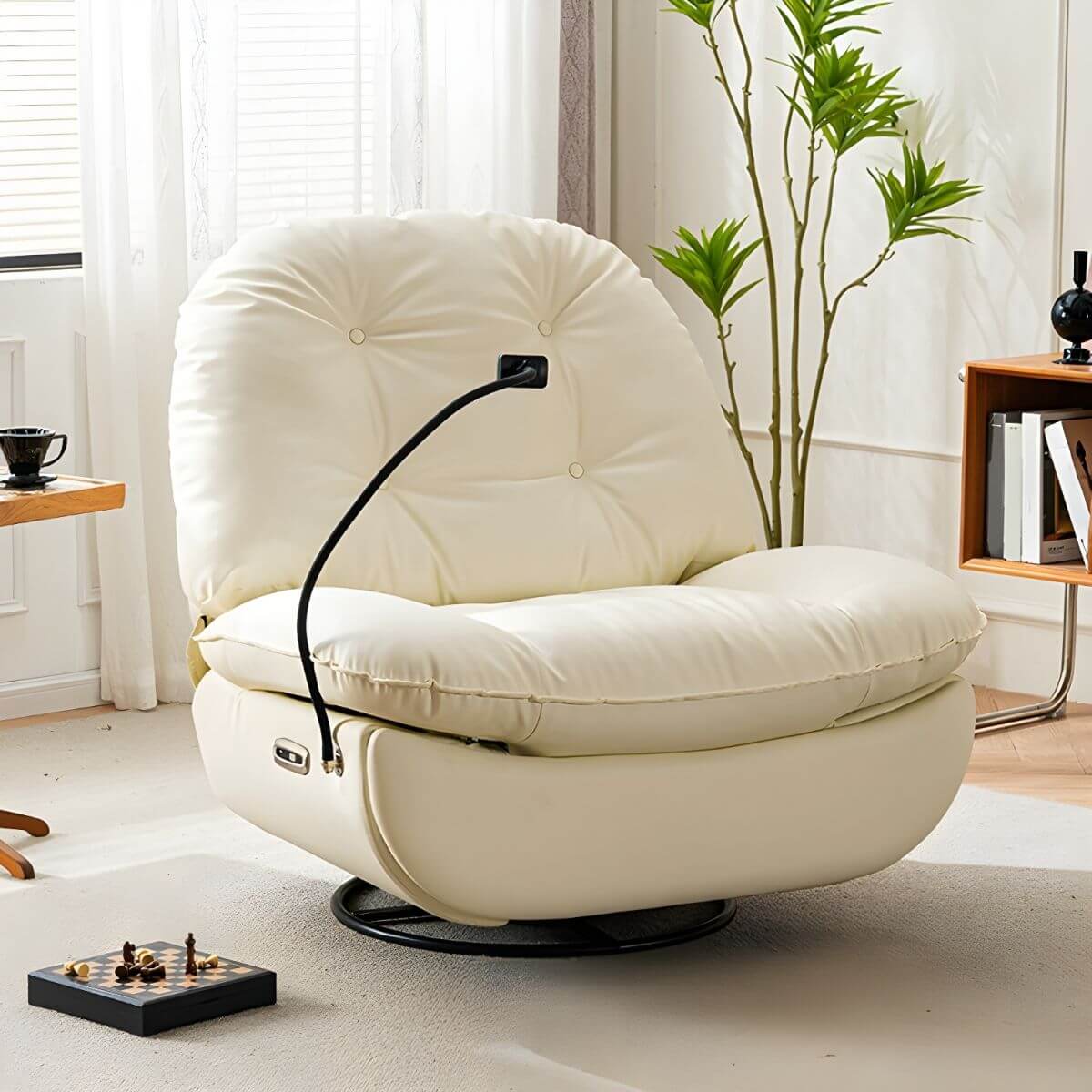 Elegant Faux Leather Recliner with Ergonomic Design and Position Lock Secondary image