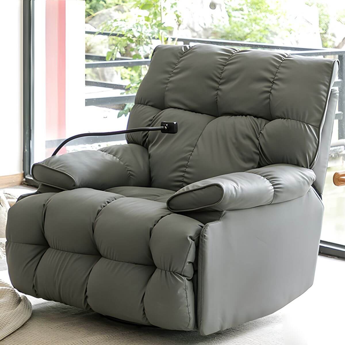 Elegant Modern Recliner in Gray upholstery Hauptbild
