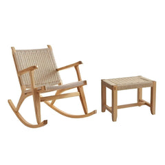 Elegant Natural Wood Rocking Chair with Upholstered Track Arms