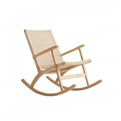 Natural Wood Rocking Chair with Upholstered Arms