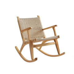 Natural Wood Rocking Chair with Upholstered Arms