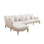 Detail of Oak Wood Frame on Off-White Sofa