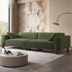 elegant olive green sofa in a modern living room