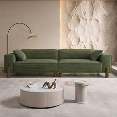 stylish olive green standard sofa from the side