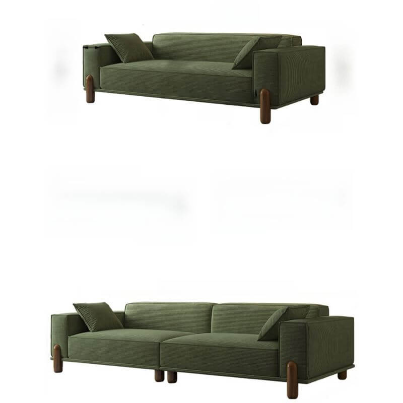 olive green sofa in a cozy home environment