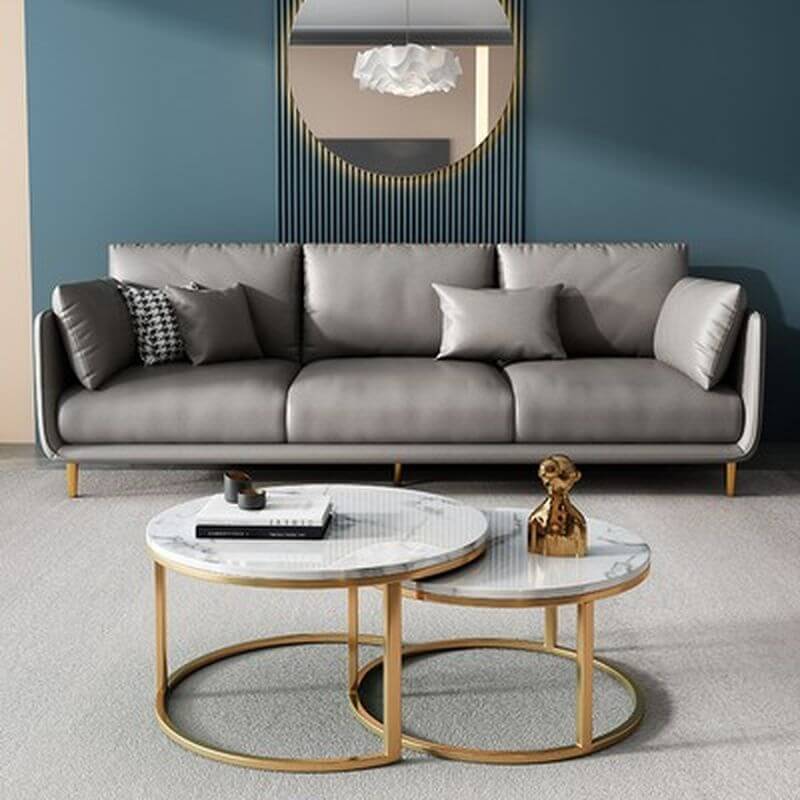 أريكة أنيقة على الطراز الروكوكو باللون الرمادي/العاجي للصالون Secondary image