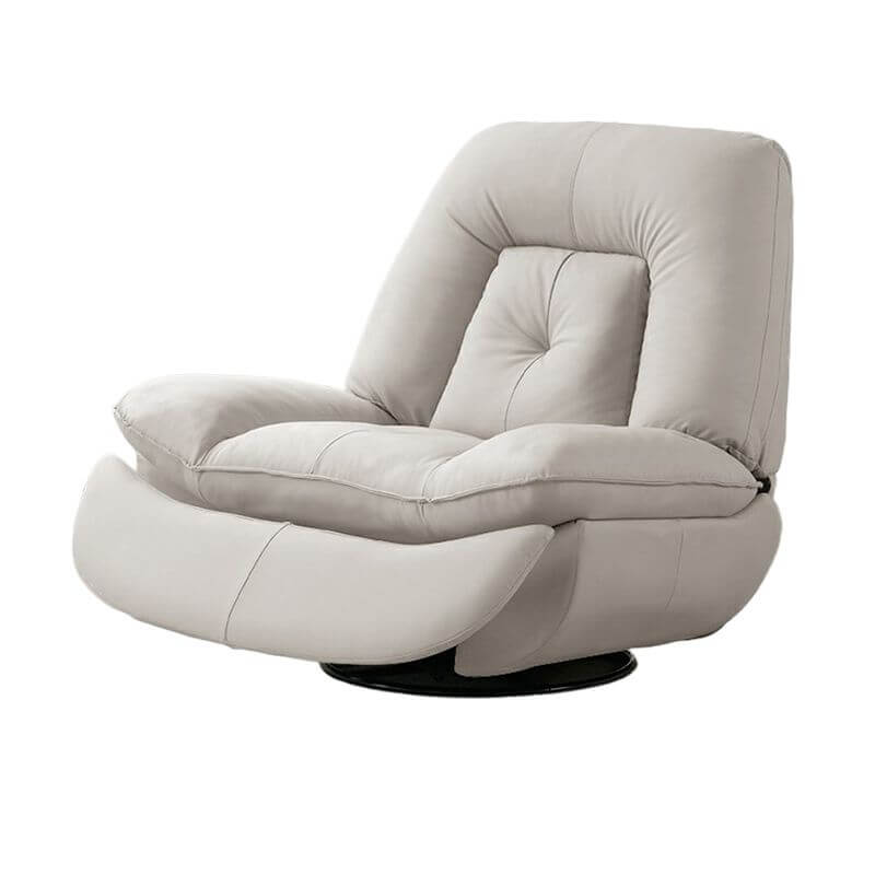 Brown metal frame recliner with solid color upholstery