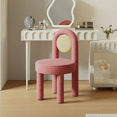 Chic light yellow upholstered vanity stool