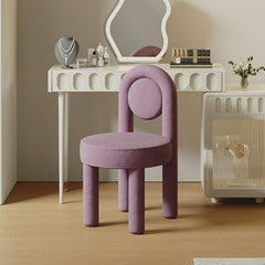 Stylish purple vanity stool with solid color upholstery