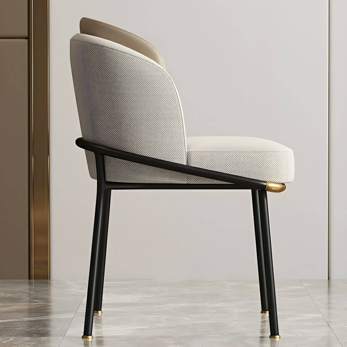 Elegant upholstered vanity stool in gray メイン画像
