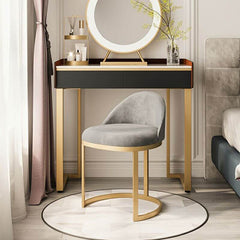 Elegant Upholstered Vanity Stool in Grey