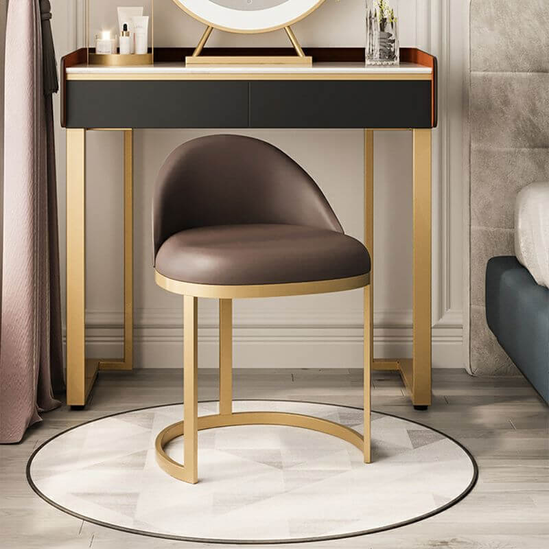 Elegant Upholstered Vanity Stool in White