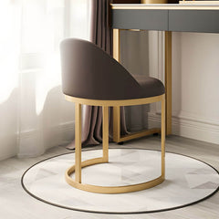 Elegant Upholstered Vanity Stool in Brown