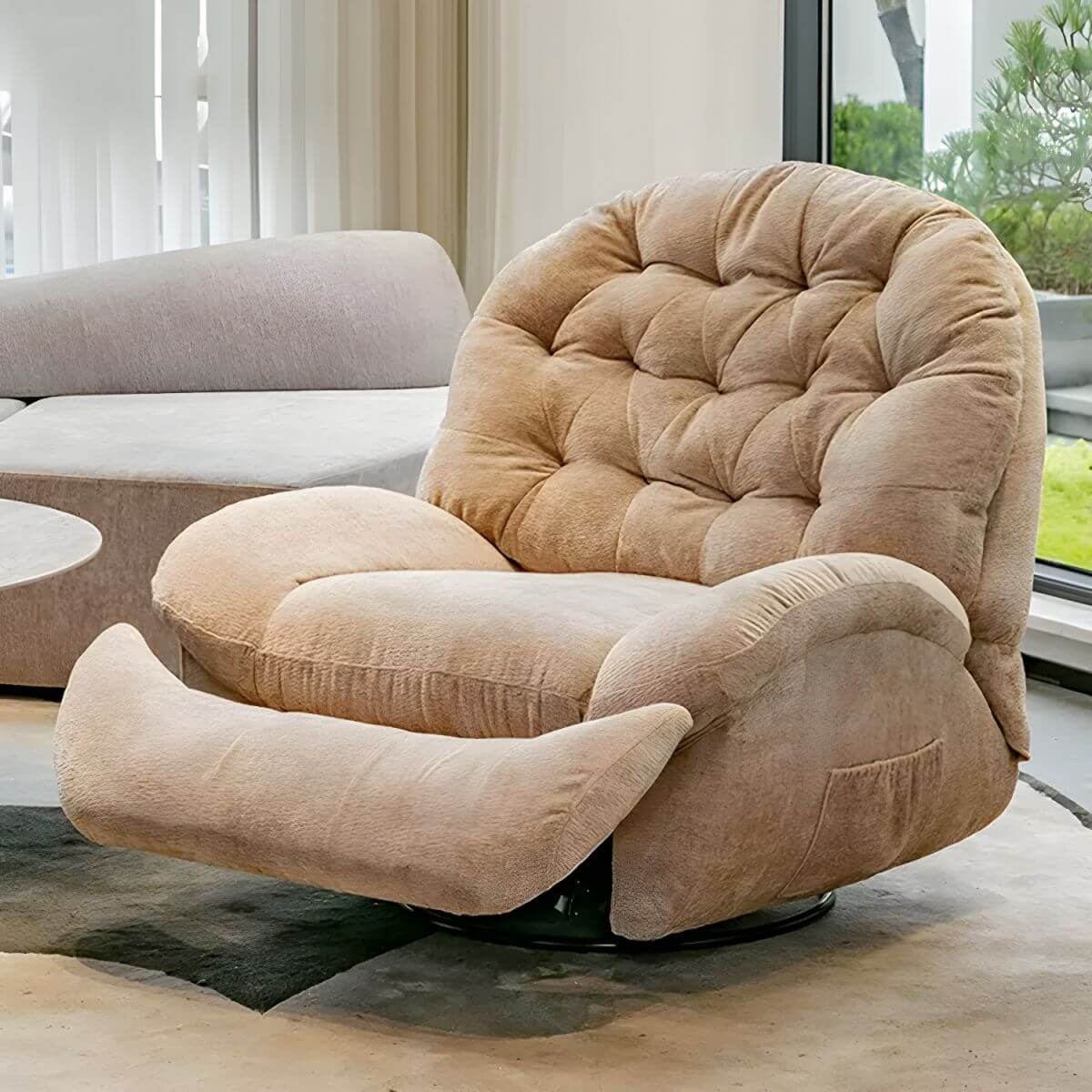 Elegant Velvet Swivel Rocker Recliner in Yellow Hauptbild