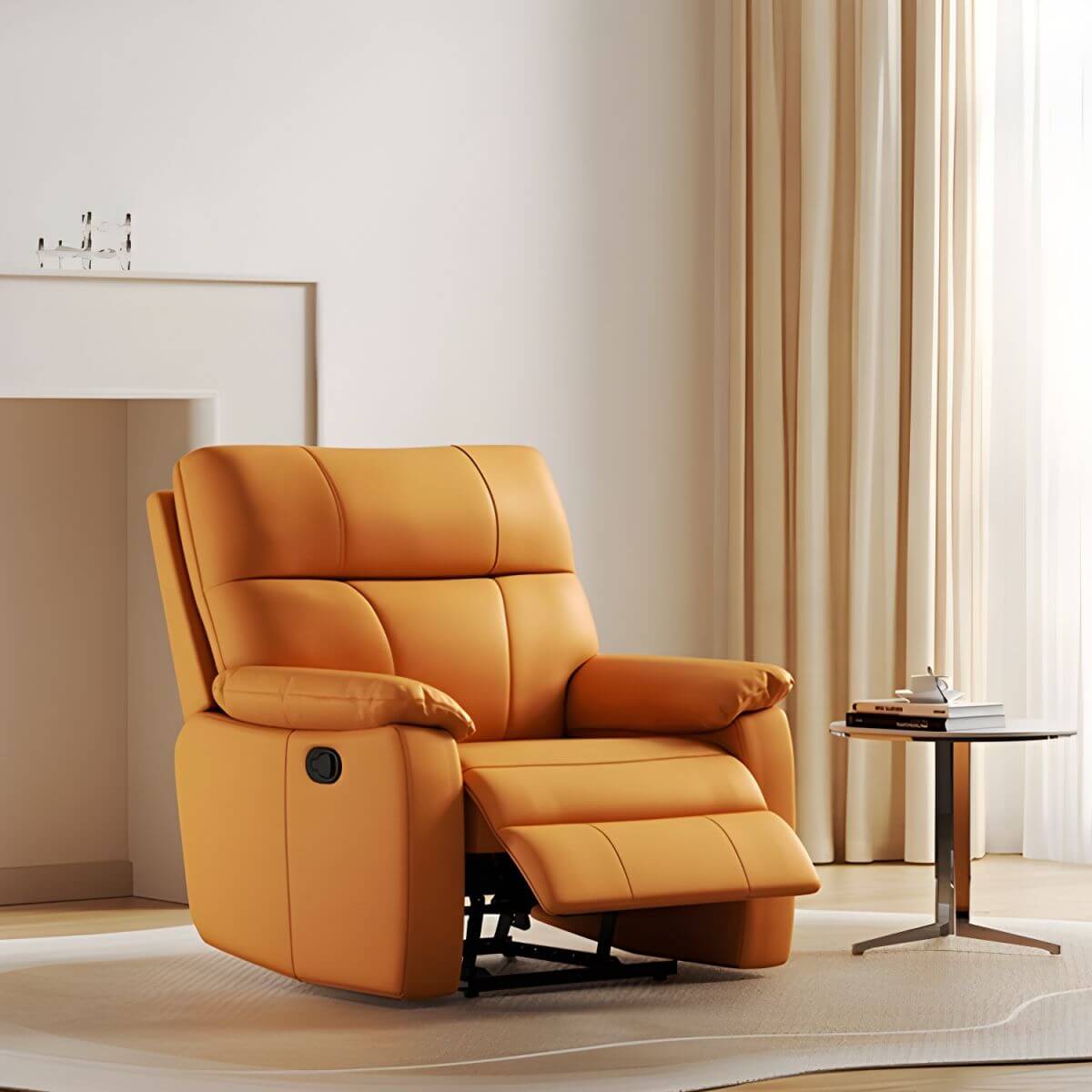 Modern wood recliner with locking back