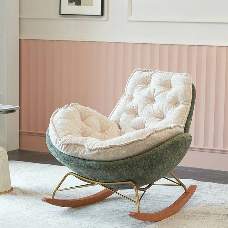 Ergonomic Nursery Rocking Chair in Green/Beige Hauptbild