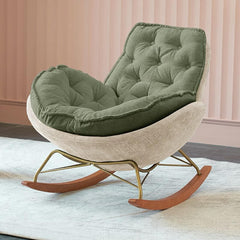 Ergonomic Nursery Rocking Chair in Green/Beige