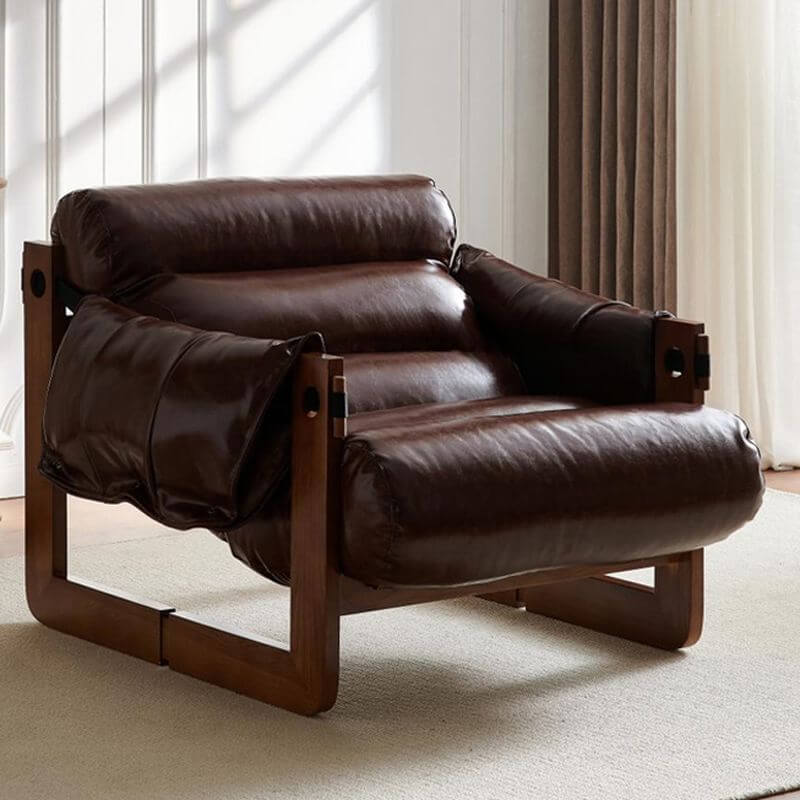 Chaise à accoudoirs en frêne ergonomique avec base toboggan pour salon Image secondaire du produit