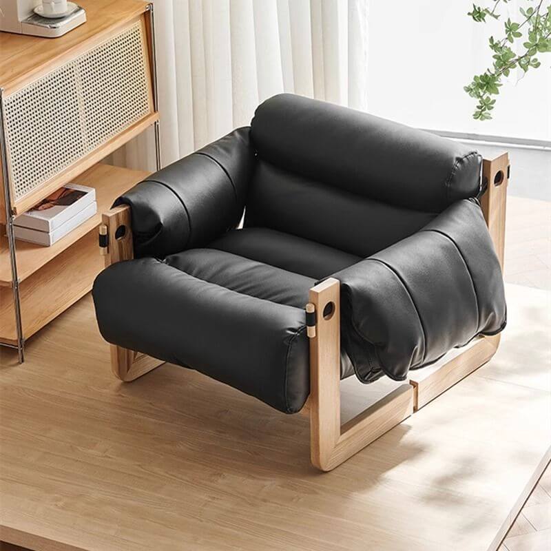 ash wood chair with untufted upholstery Image principale du produit