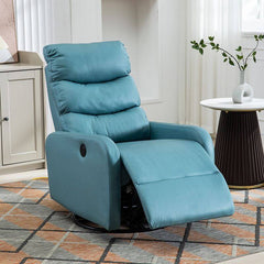 Blue upholstered rocking chair