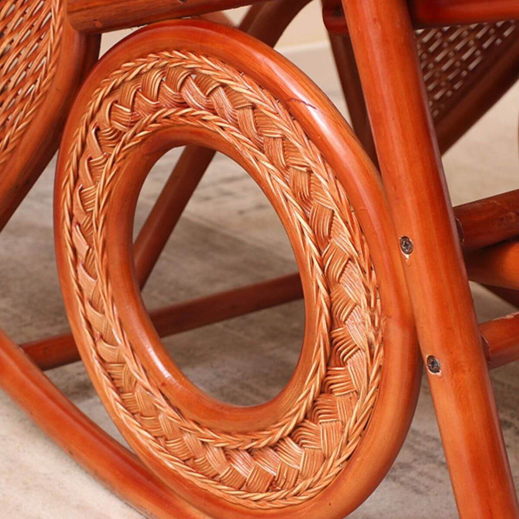 Ergonomic Cane Rocking Chair with Massage Feature, Rear Back, and ...