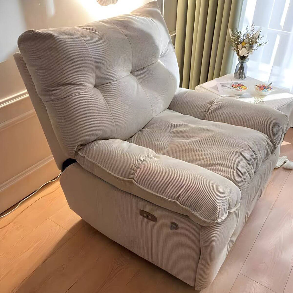 Close-up of Plush Cotton Fill in Ergonomic Recliner