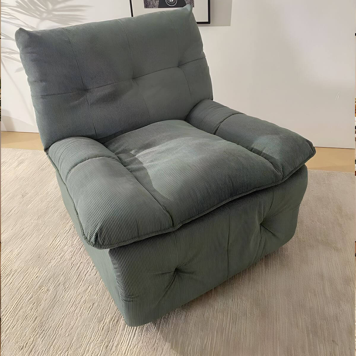 Swivel Rocker Corduroy Recliner with Comfortable Padding