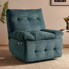 Dark Blue Ergonomic Corduroy Recliner with Lumbar Support