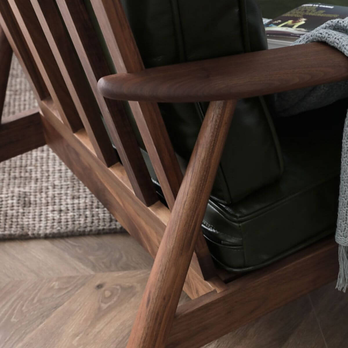 Lime green cushion back chair in modern decor