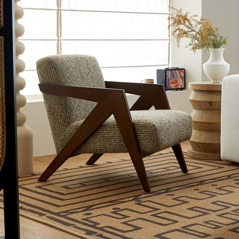 Stylish oak arm chair in living room