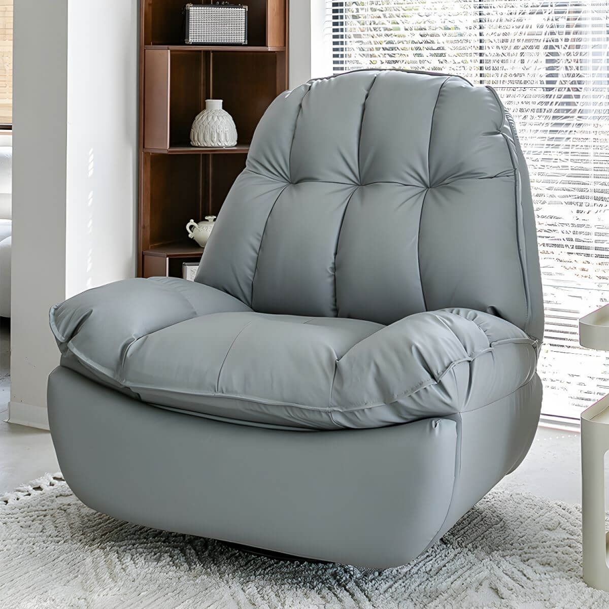 ergonomic power recliner in beige faux leather Hauptbild