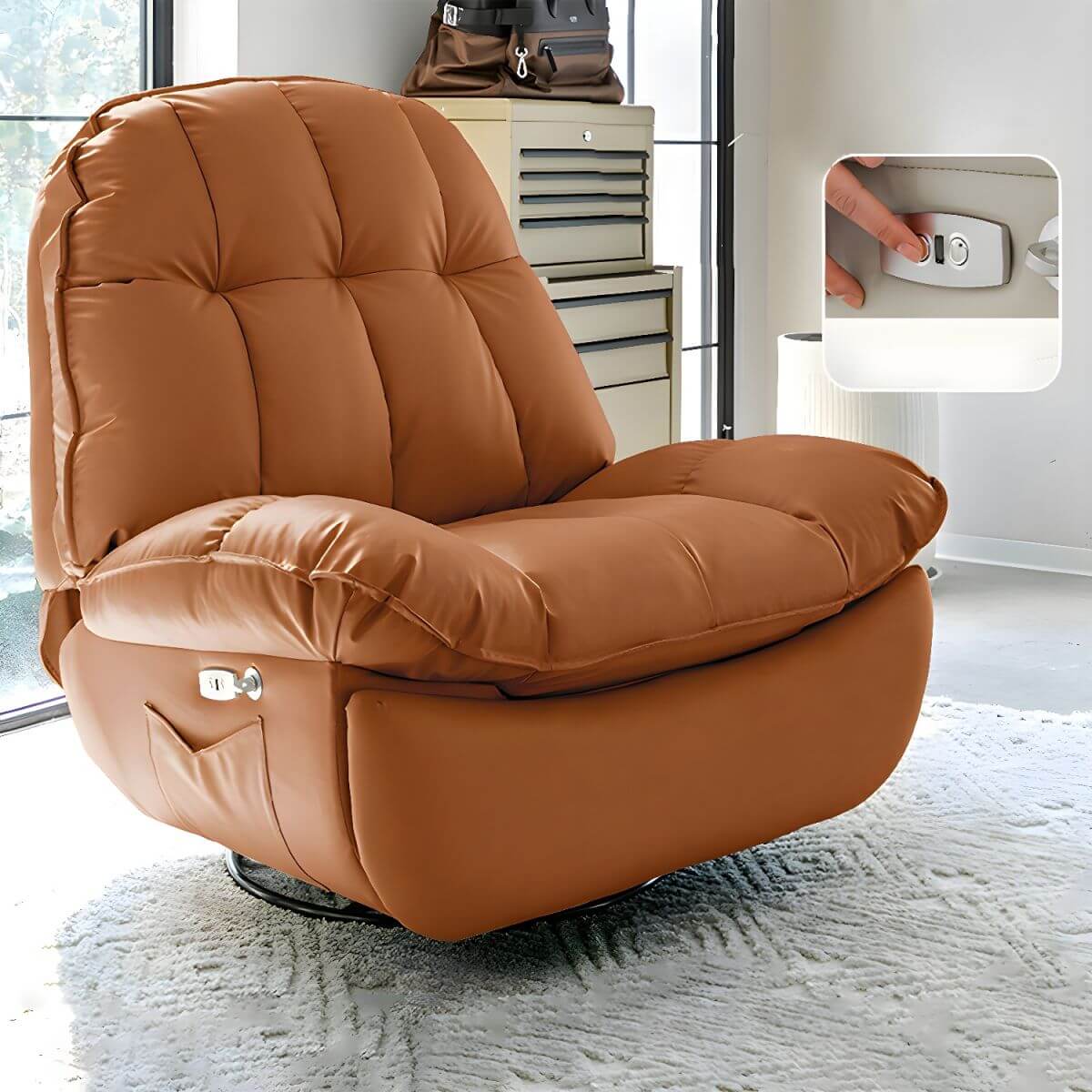 back view of faux leather recliner Imagen principal del producto