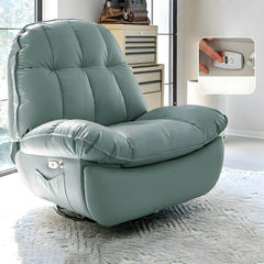 ergonomic power recliner in beige faux leather