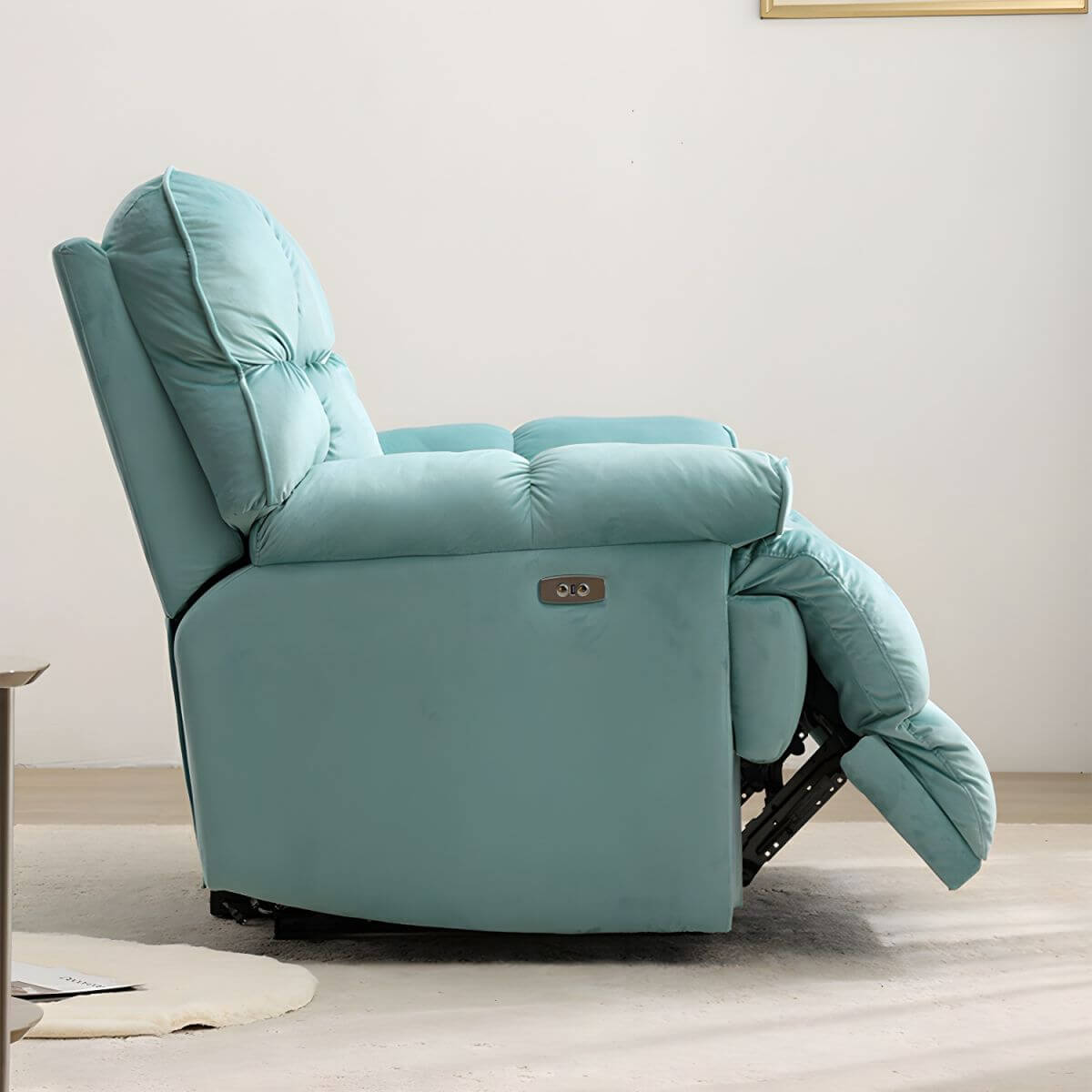 Swivel rocker recliner in lemon yellow