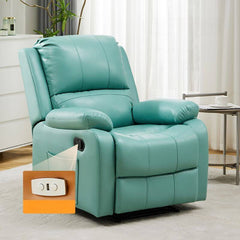 Blue swivel rocker recliner with modern aesthetics