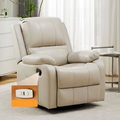 Gray ergonomic recliner with swivel rocker base