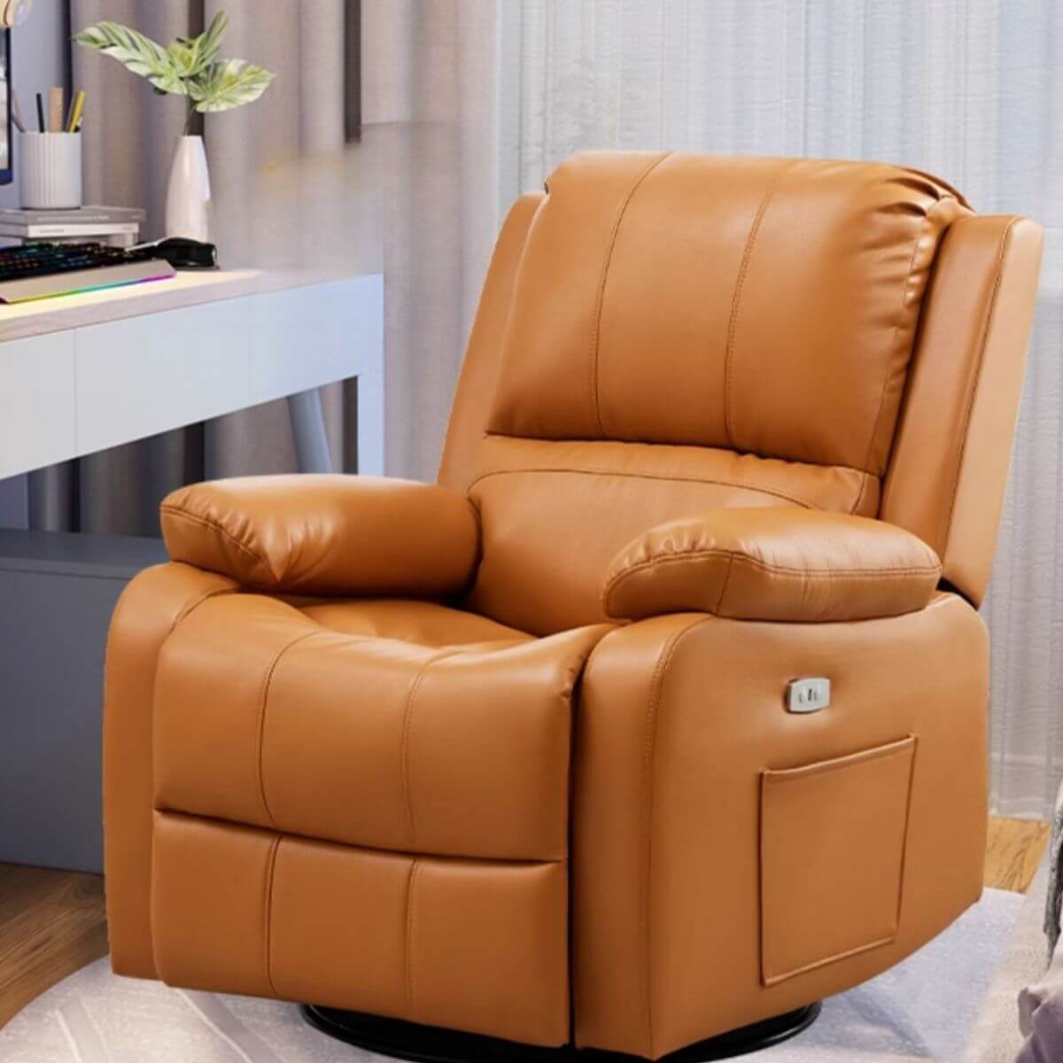 Comfortable rocker recliner in rich coffee color Imagen principal del producto