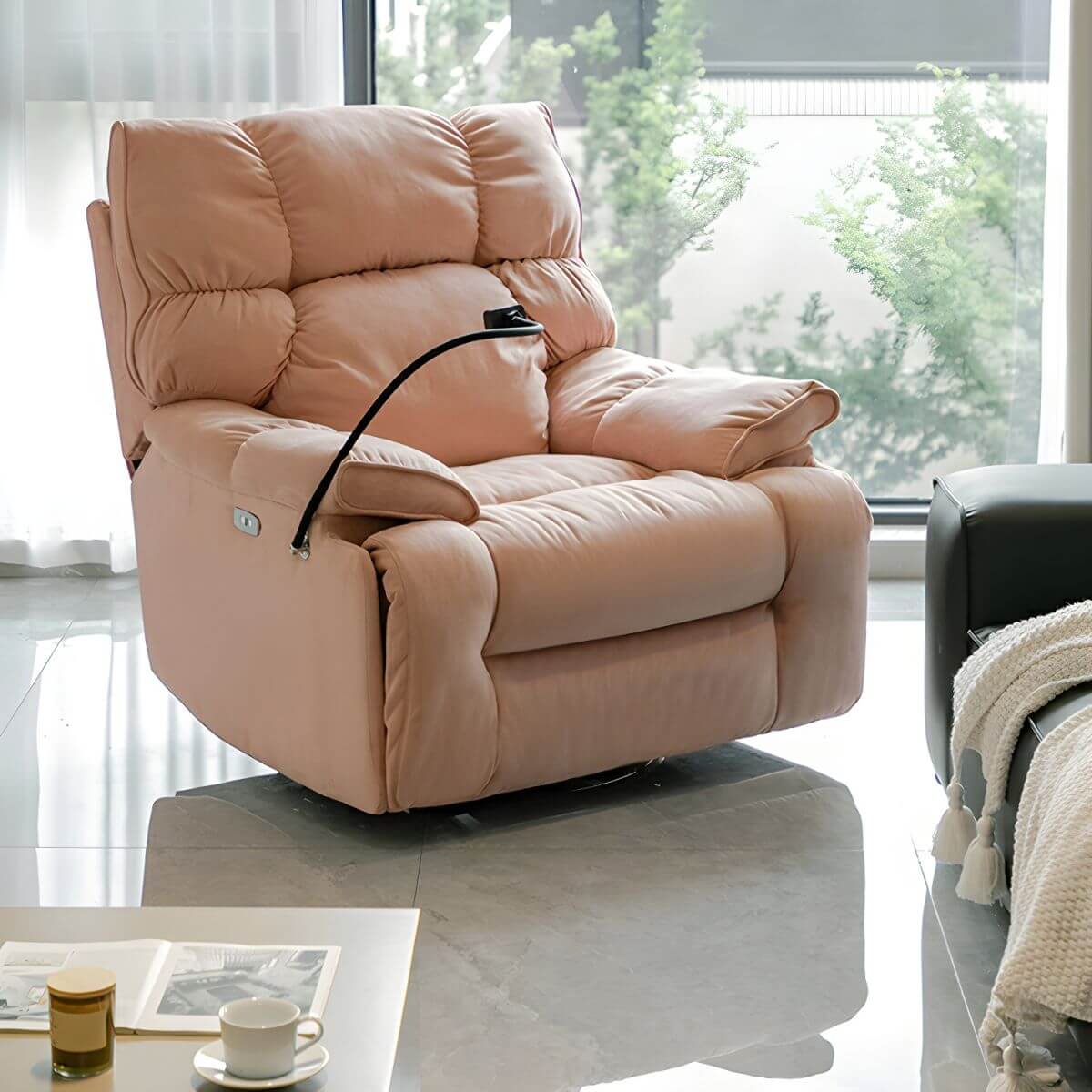 Orange ergonomic recliner with lock adjustment