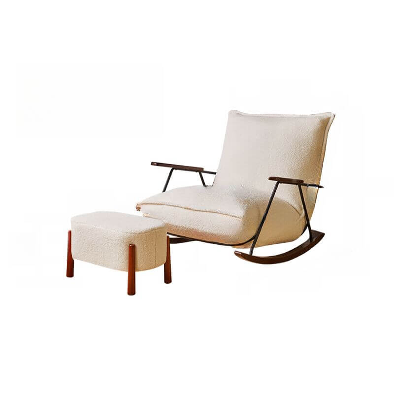 Ergonomic Rocking Chair with Ottoman in Black and White Main image