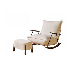 Cream White Ergonomic Rocking Chair with Ottoman