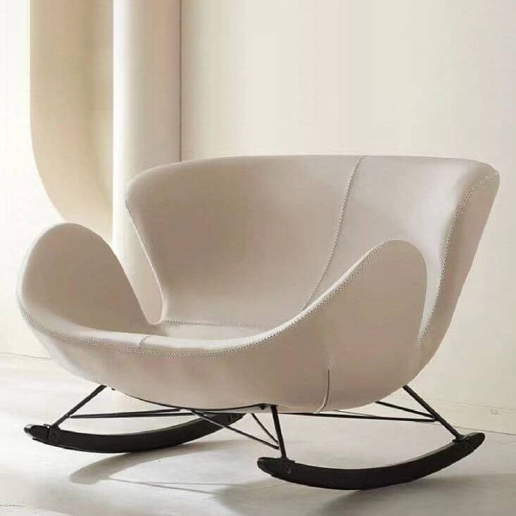 Ergonomic Round Arm Stationary Rocking Couch Chair with Rear, Winged-back Chair Secondary image