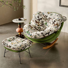 Modern rocking chair featuring stylish footrest