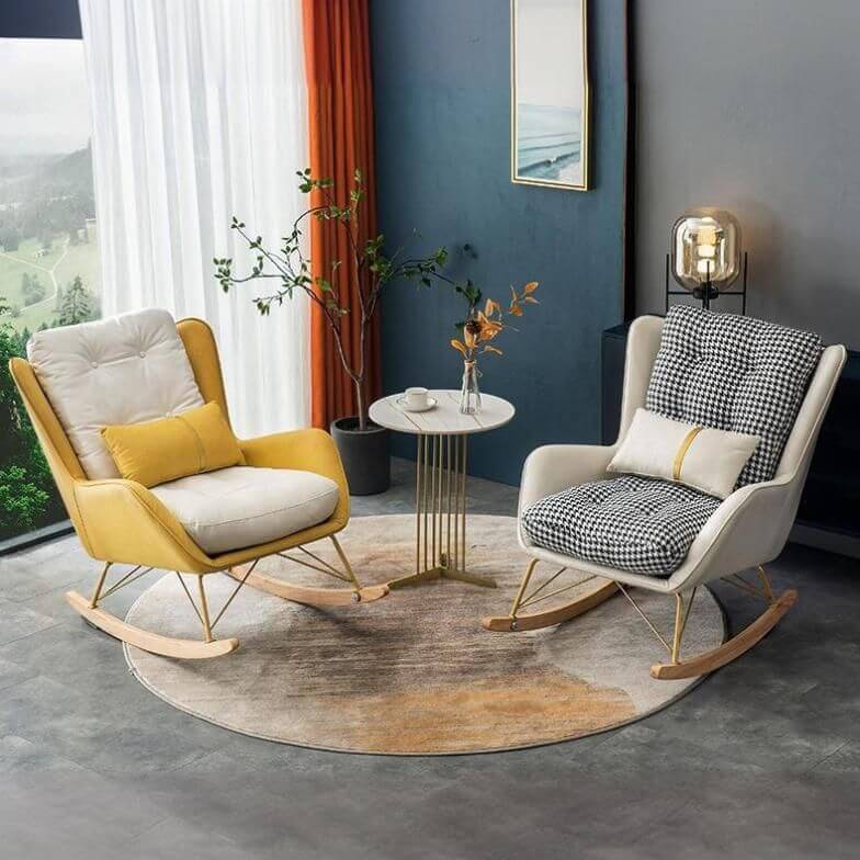 Stylish living spaces rocking chair with winged back