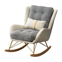 Orange houndstooth ergonomic rocking chair