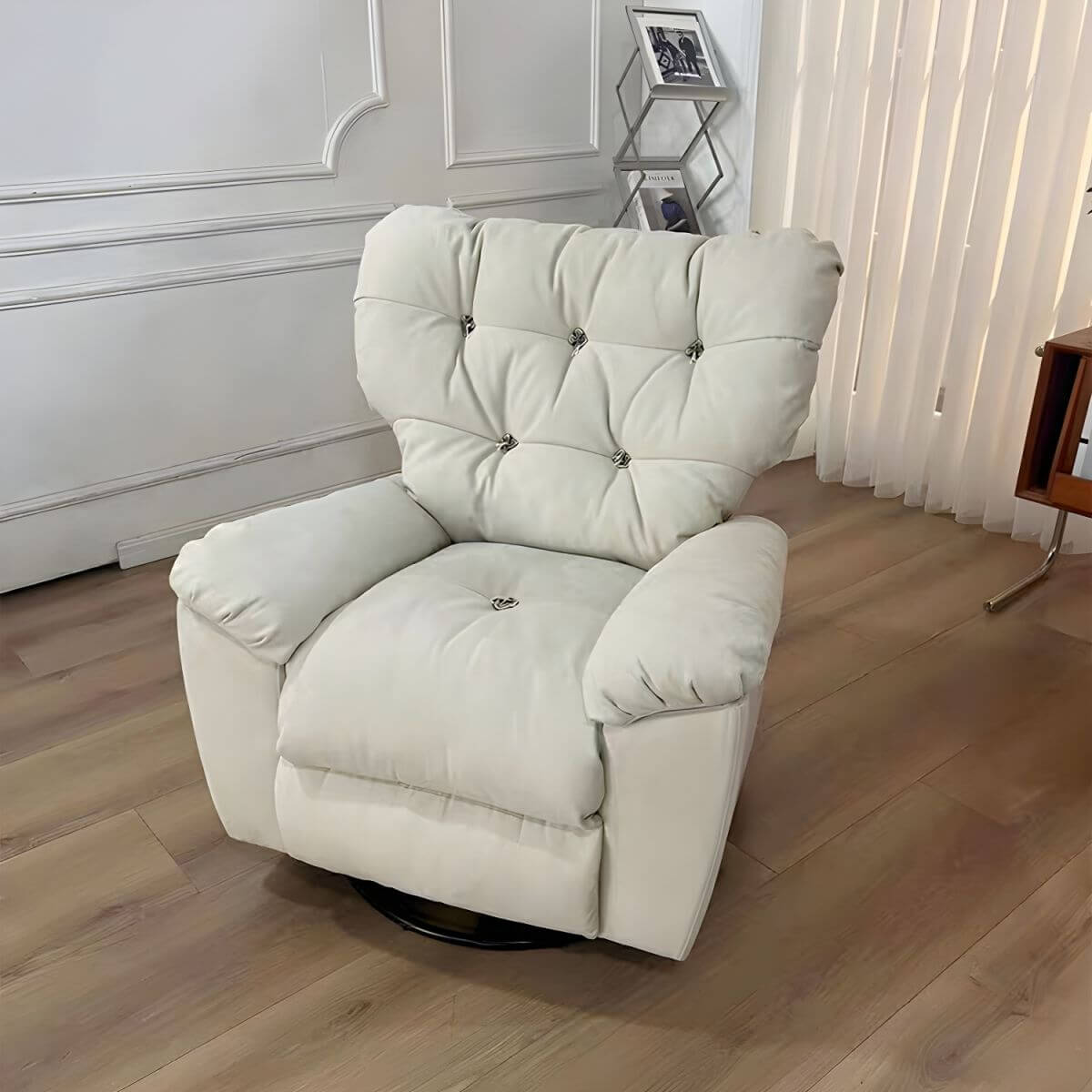 Ergonomic Suede Modern Recliner in Dark Green メイン画像