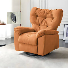 Cream Suede Ergonomic Recliner with Tufted Back