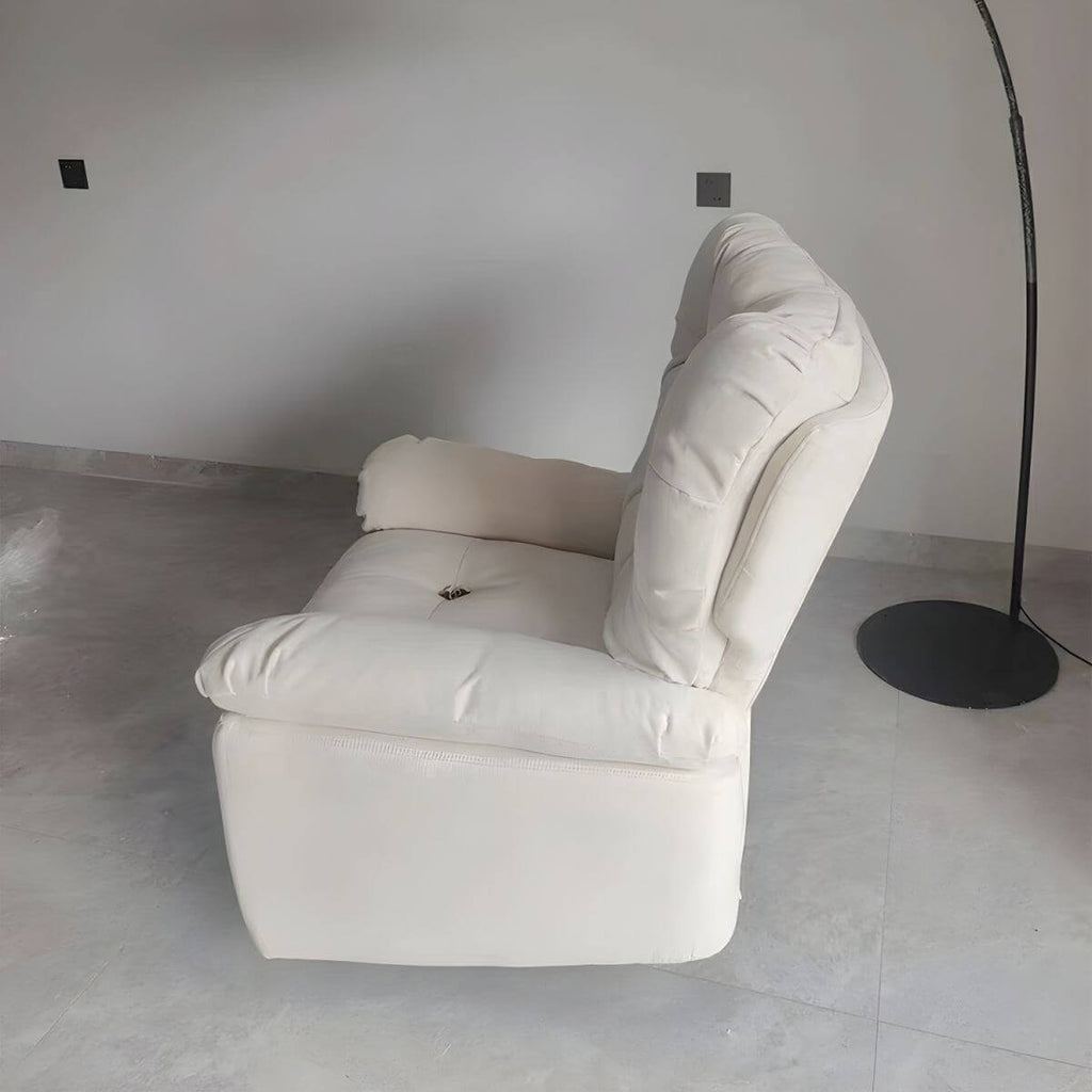 Orange Suede Modern Recliner with Adjustable Lumbar Support