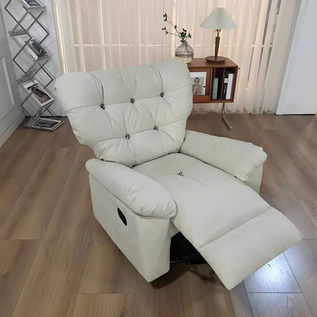 Yellow Suede Ergonomic Recliner in Cozy Living Room