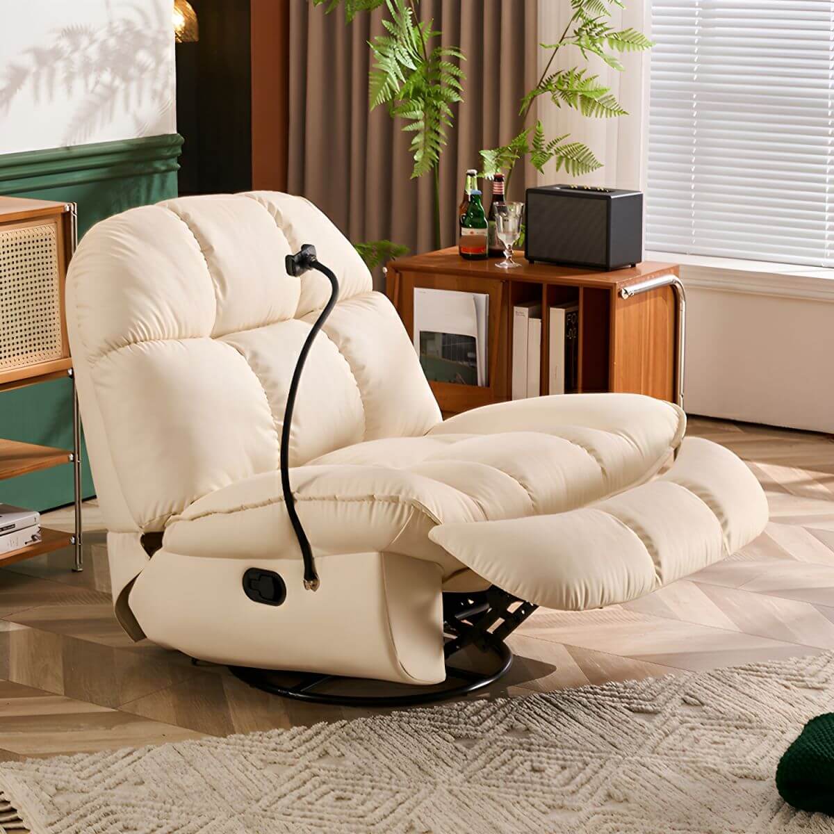 Ergonomic Swivel Rocker Recliner in beige Main image