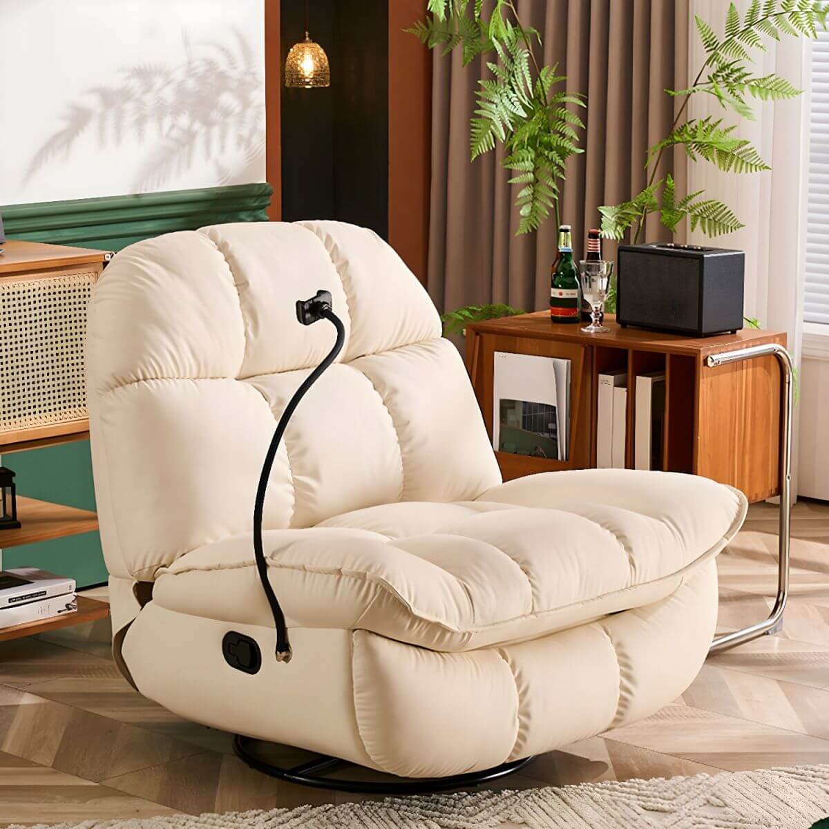 Ergonomic Swivel Rocker Recliner with Locking Back, Metal Frame and Lumbar Support Secondary image
